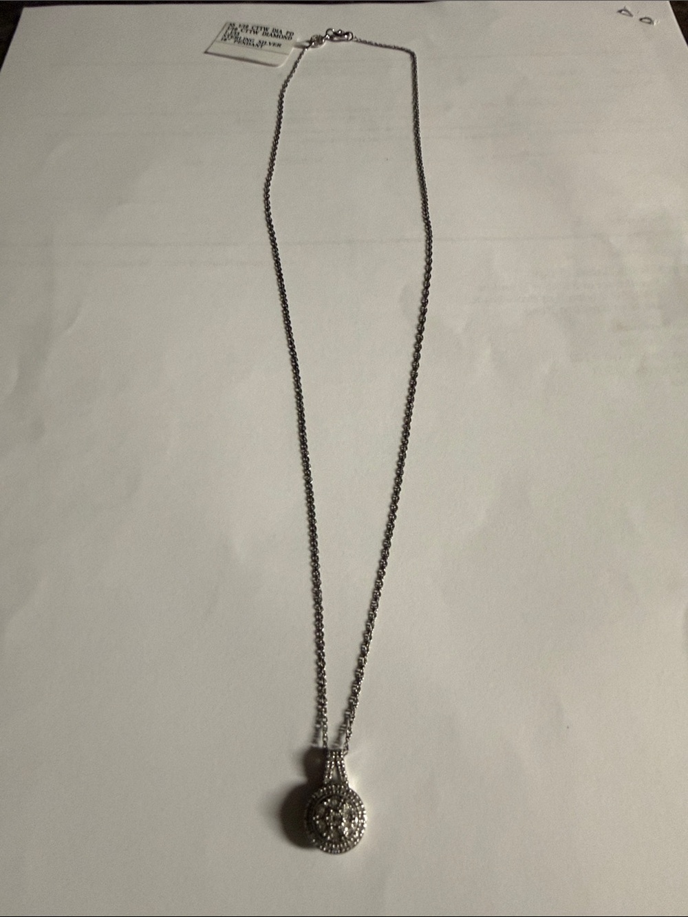 Sterling Silver with 1/10 CTTW Diamonds Pendant Necklace - Elegant Round Drop